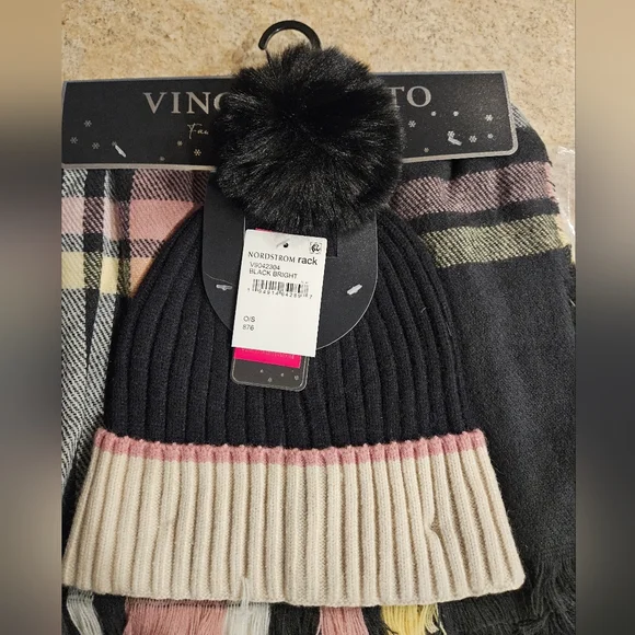 Vince Camuto Plaid Blanket Scarf & Beanie Set - Picture 2 of 5